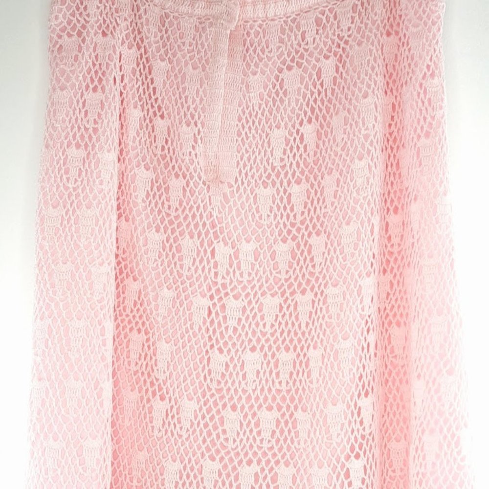 Elegant Vintage  Party Contemporary Pink Crochet  midi skirt - Picture 4 of 16